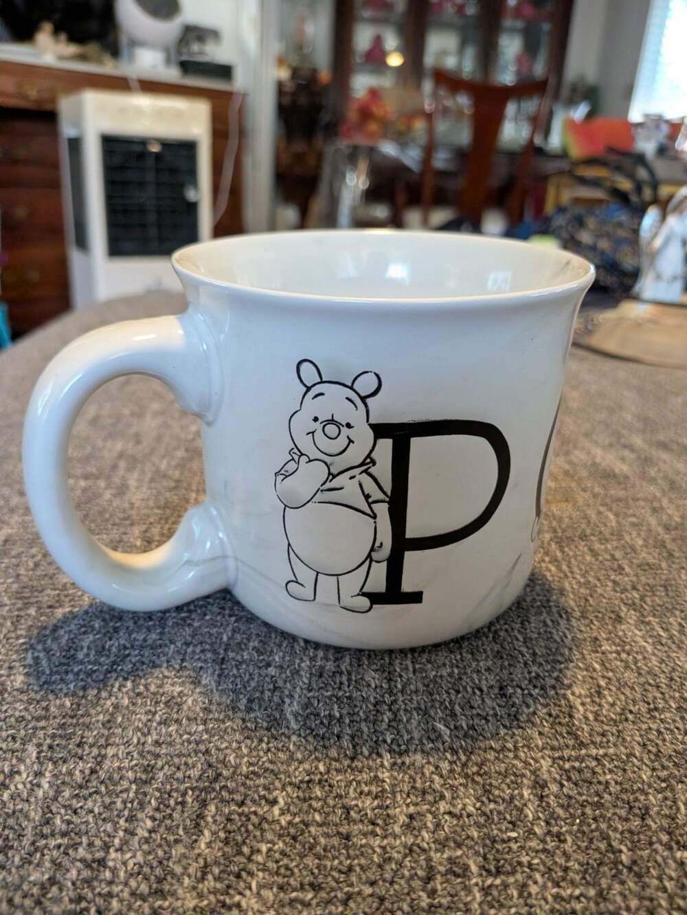 Rae Dunn Disney Winnie the Pooh POOH Ceramic Coffee Mug White Marble